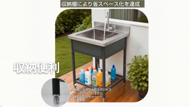 Amazon.co.jp: 流し台 屋外 ガーデンシンク ステンレスシンク 幅57cm